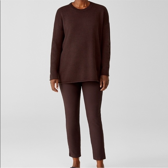 Eileen Fisher Slim Crepe Stretch Ankle Pants in Brown Size Small - Picture 7 of 7